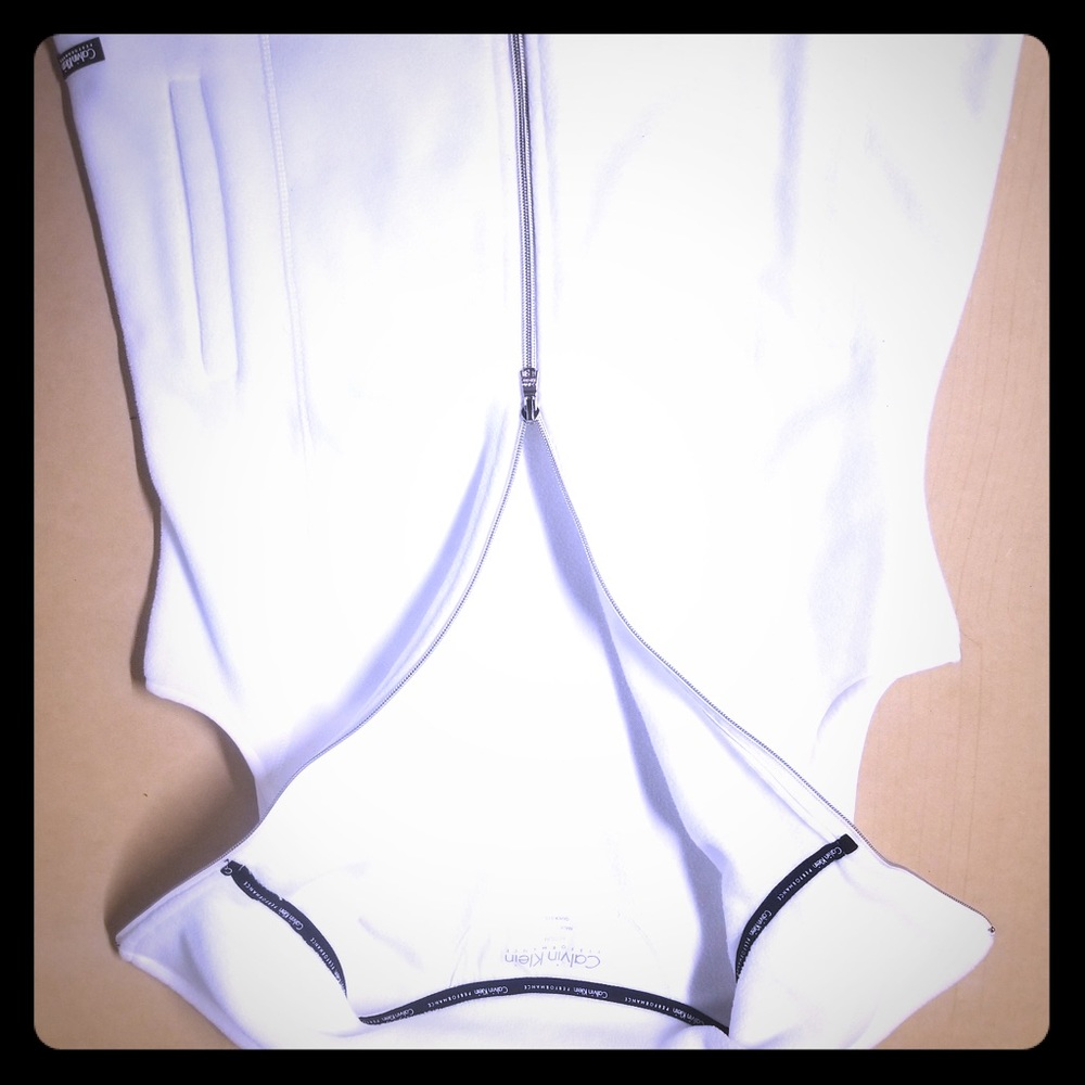 Women's Medium Calvin KleinWhiteFullZipFleece Vest